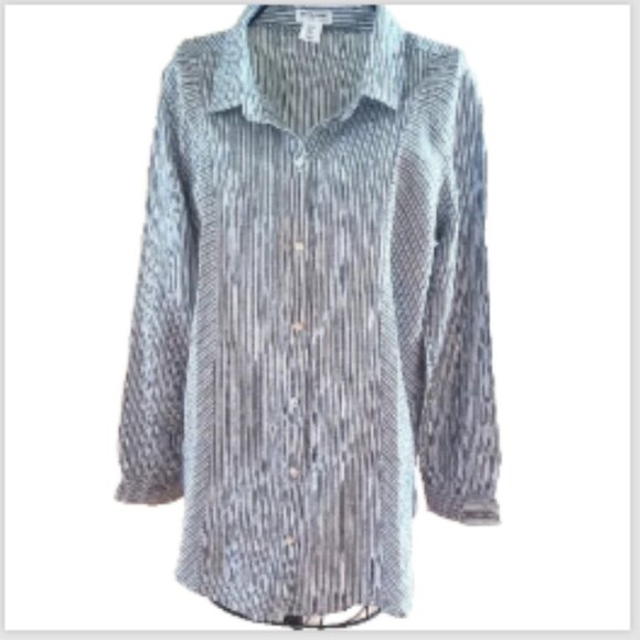 NEW Artisan NY 100% Linen Button Up Shirt Long SleeveTunic S Blue White Stripes - Picture 12 of 16